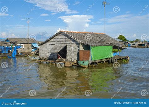 Makong River At Kampong Chhnang Province Of Cambodia Stock Photo