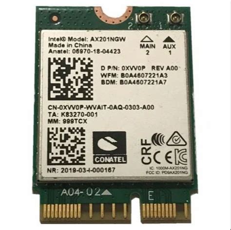 Intel Ax201 0xvv0p 802 11ax Bluetooth 5 1 M 2 Wlan Wi Fi Card For Dell At ₹ 1499 Nehru Place