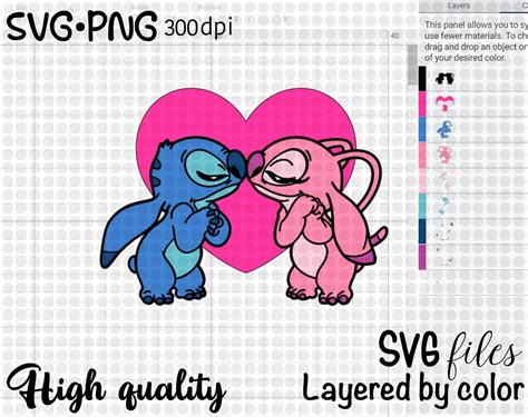 Stitch And Angel Svg Layered Svg Heart Love Svg Layered By Etsy