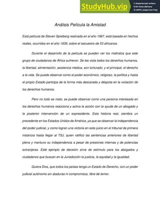 An Lisis Pel Cula La Amistad PDF