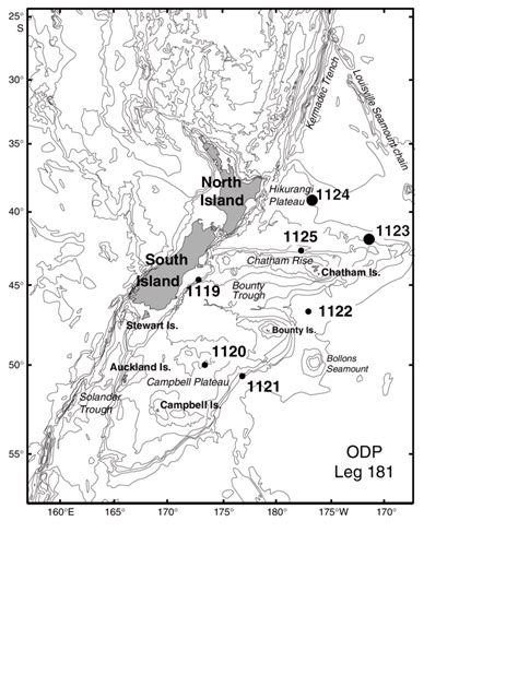 Figure F Bathymetric Map Of The Eastern New Zealand Region Showing