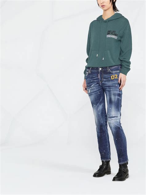 Dsquared2 logo-embroidered Distressed Skinny Jeans - Farfetch