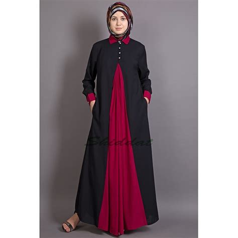 Casual Abaya Online In India Contrast Yoke Black Maroon Abaya