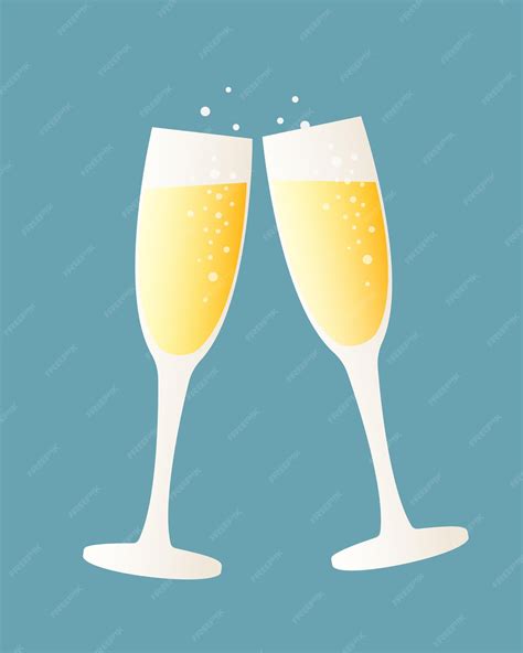 Copas De Champán Dos Copas Vectoriales Con Vino Espumoso Ilustración Vectorial Vector Premium