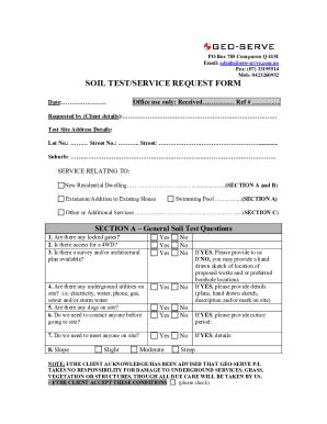 Fillable Online Soil Test Service Request Form Fax Email Print Pdffiller