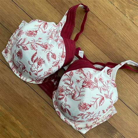 Cacique Intimates And Sleepwear Cacique Plus Size Red White Paisley Bra Underwire Size 44ddd