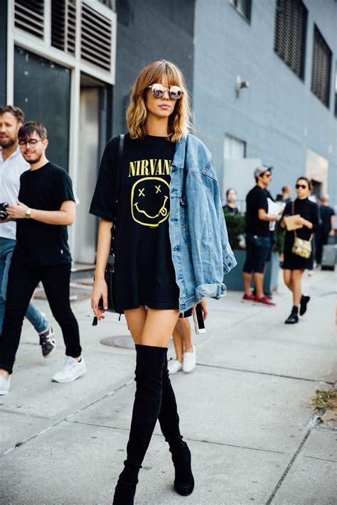 15 Maneras De Usar Las Botas Arriba De La Rodilla Tshirt Outfits