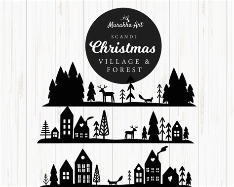 Christmas Village Svg Winter Village Svg Christmas Window Etsy