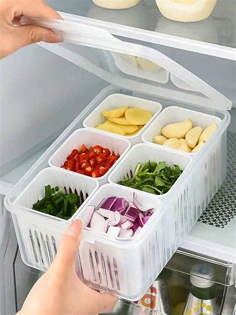 1pc Plastic Food Storage Box Minimalist Clear Vegetable Storage