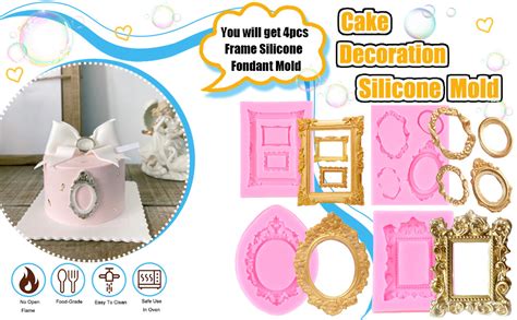 Amazon MIYAHOUSE Photo Frame Fondant Mold Picture Frames Silicone