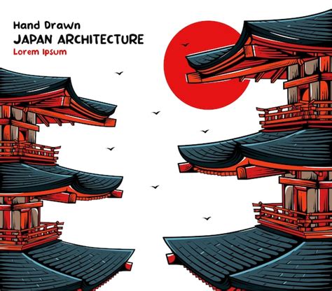 Premium Vector Hand Drawn Japanese Architecture Vector Illustration 005