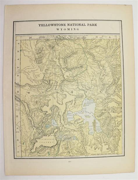 an old map of yellowstone national park in the united states, with ...