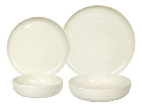 Set X 16 Plato Playo Postre Bowl Porcelana Crema