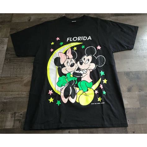 Velva Sheen Vintage Disney T Shirt Xl Neon Mickey Minnie Mouse By Velva