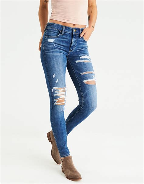 AE Denim X High Waisted Jegging Slasher Blue American Eagle