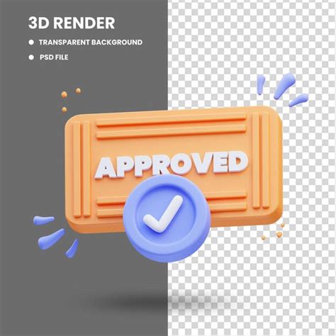 Premium Psd D Rendering Of Cute Icon Illustration Stamp Word Approved