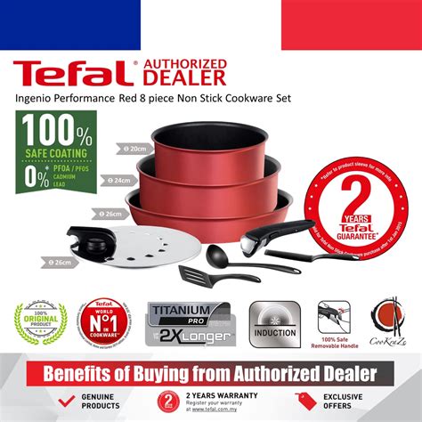 Tefal Ingenio Performance Non Stick Cookware Set Made In France Red