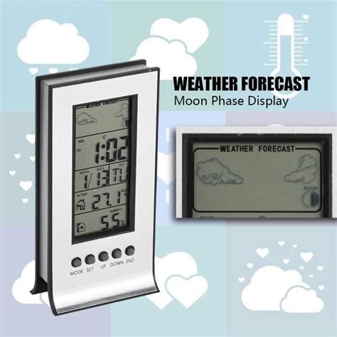 Fosa Thermo hygromètre Électronique Écran LCD digital Horloge 12 24