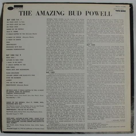 Bud Powell The Amazing Bud Powell Volume Lp Twelve Inches And