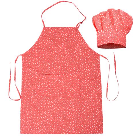 Kids Apron Chef Hat Set Adjustable Cute Cotton Child Kitchen Aprons