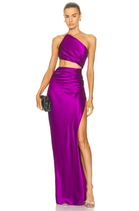 The Sei For Fwrd One Shoulder Cut Out Gown In Acai Fwrd