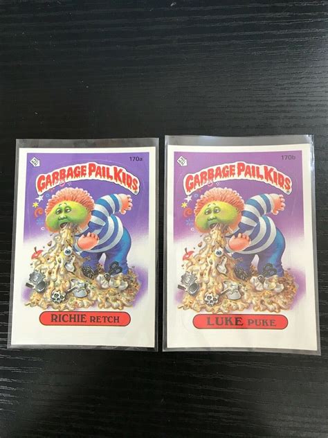 1986 Topps Garbage Pail Kids Series 5 Richie Retch 170a And Luke Puke