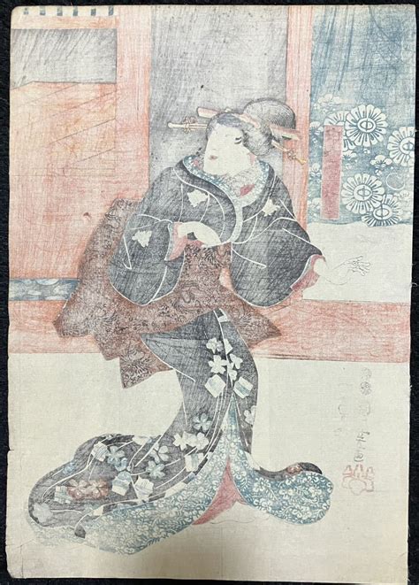 ヤフオク Andand江戸期真作 歌川国芳 本物浮世絵木版画 歌舞