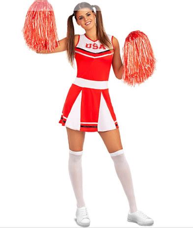 Fato Animadora Cheerleader USA Mulher Adulto FestasParty