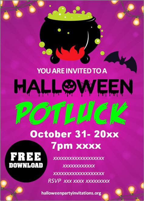 Halloween Potluck Invitation Template Free Printable Printable Templates