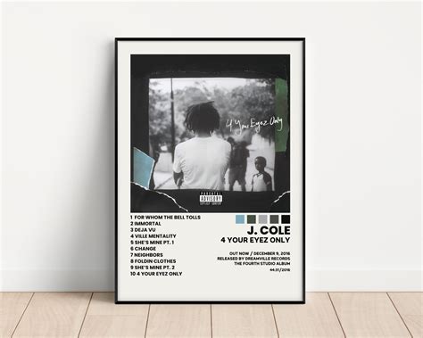 J. Cole Cover Poster, 4 Your Eyez Only Album Wall Print, Tracklist ...