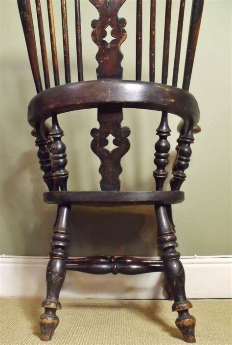 Generous 19th C High Backed Oak And Elm Windsor Chair Furniture