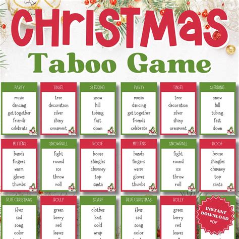 Christmas Taboo Cards Christmas Taboo Game Christmas Taboo Cards Holiday Taboo Holiday Taboo