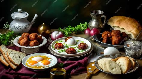 Premium AI Image | fresh Delicious Arabian Breakfast