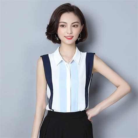 Biboyamall Summer Elegant Sleeveless Blouses Women Ol Career Collar