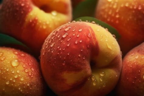 Premium Ai Image Fresh Peach Fruits Ai Generative