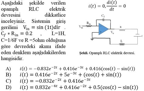 Solved Carefully Examine The RLC Electrical Circuit Given In Chegg