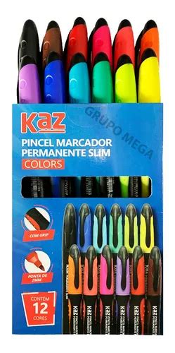 Caneta Permanente Colorida - Caneta Permanente Colorida Kaz 12 Cores Slim Marcador | MercadoLivre