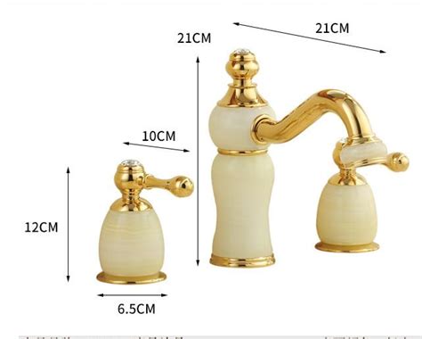 Luxury Polished Brass Jade Three Hole Bathroom Sink Faucets