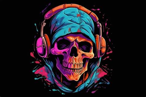 Colorful Hip Hop Skull Vector Graphic By Fractal Font Factory