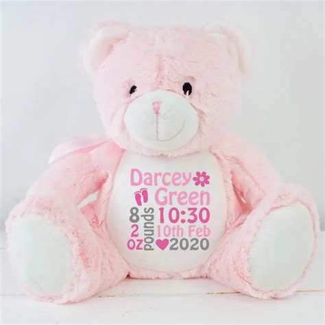 Personalised Baby Girl Teddy Bear - Pink | Heavensent Baby Gifts