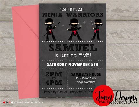 Ninja Invitation Printable Boy Birthday Ninja Invitation