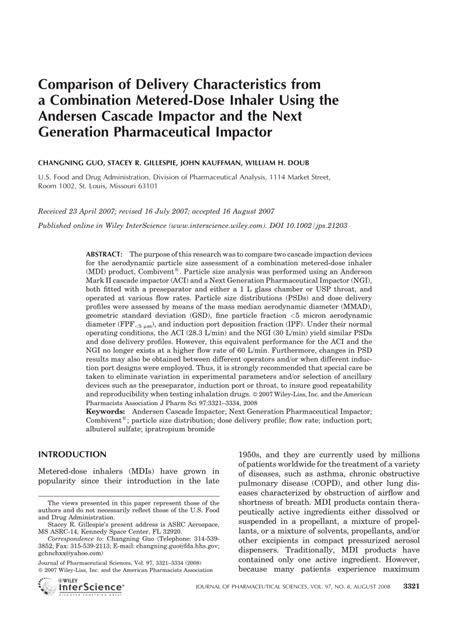 Pdf Comparison Of Delivery Characteristics From A Combination Metered