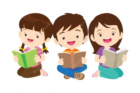 Premium Vector Happy Children Reading Book Back To School Concept