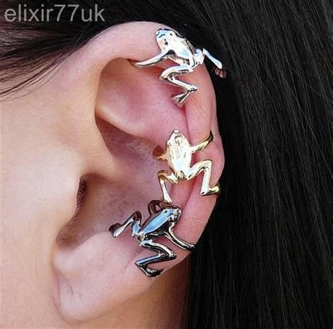 UK HOT HOPPING FROG CARTILAGE UPPER HELIX EAR CUFF CLIP ON EAR WRAP EMO