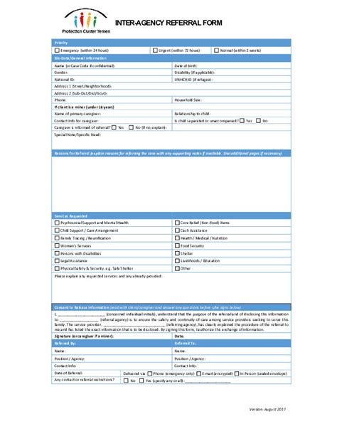 Inter Agency Referral Form Global Protection Cluster