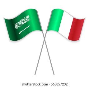 Saudi Arabia Italy Crossed Flags Saudi Stock Vector Royalty Free