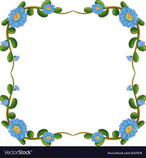 A border design with blue flowers Royalty Free Vector Image