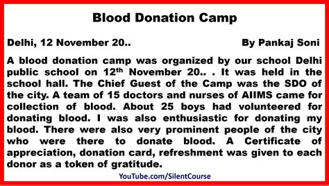 Awesome Report Writing Format On Blood Donation Camp How To Write A