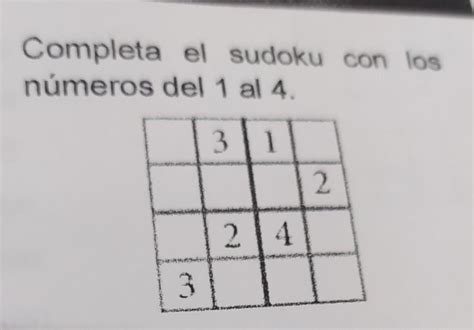 completa el sudoku con los números del 1 al 4 Brainly lat