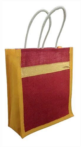 Orange And Red Plain Jute Wedding Thamboolam Bag For Grocery Size 10